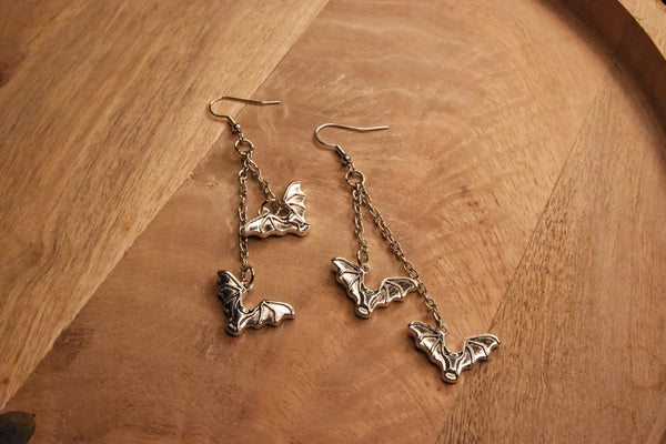Dangly Silver Bat Earrings – Bat World Store