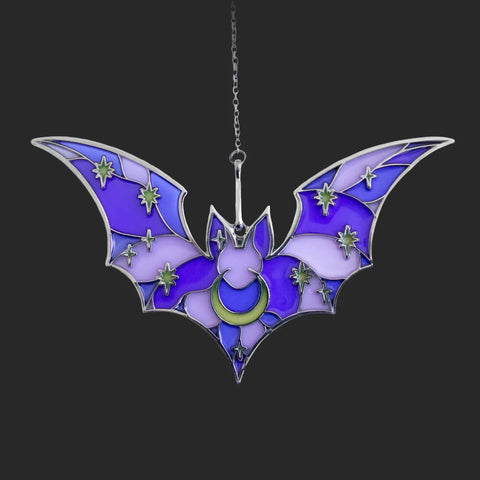 Purple Bat Stained Glass Suncatcher