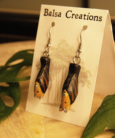 Balsa Wood Bat Earrings