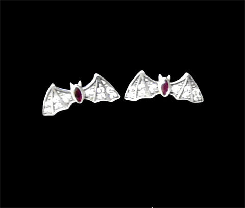 Bitty Burgundy Bat Studs