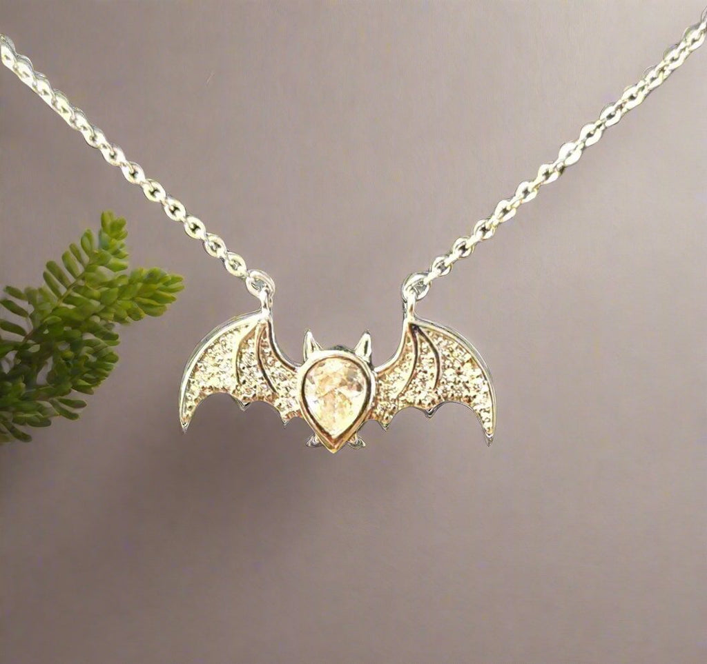 Crystal bat necklace