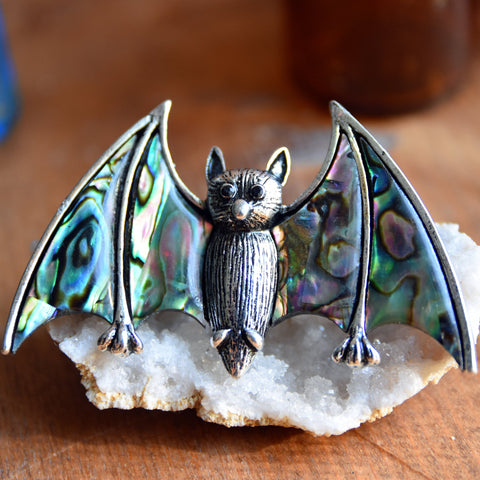 Abalone Shell Bat Brooch/Necklace