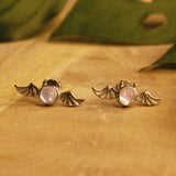 Moonstone Bat Earrings