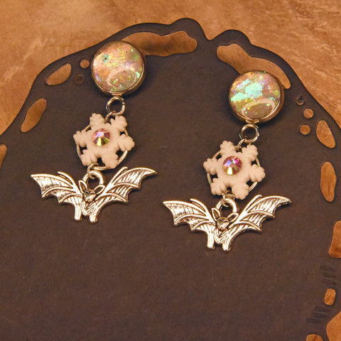 Faux Opal Snowflake Earrings