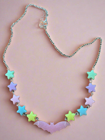 Pastel Bat and Stars Necklace