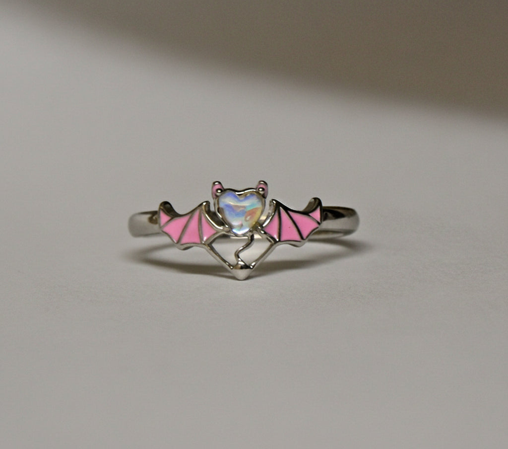 Petite Pink Winged Bat Ring