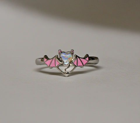 Petite Pink Winged Bat Ring