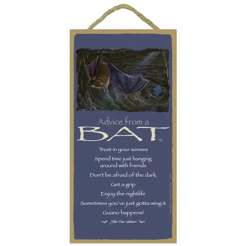Advice from a Bat Wooded Plaque