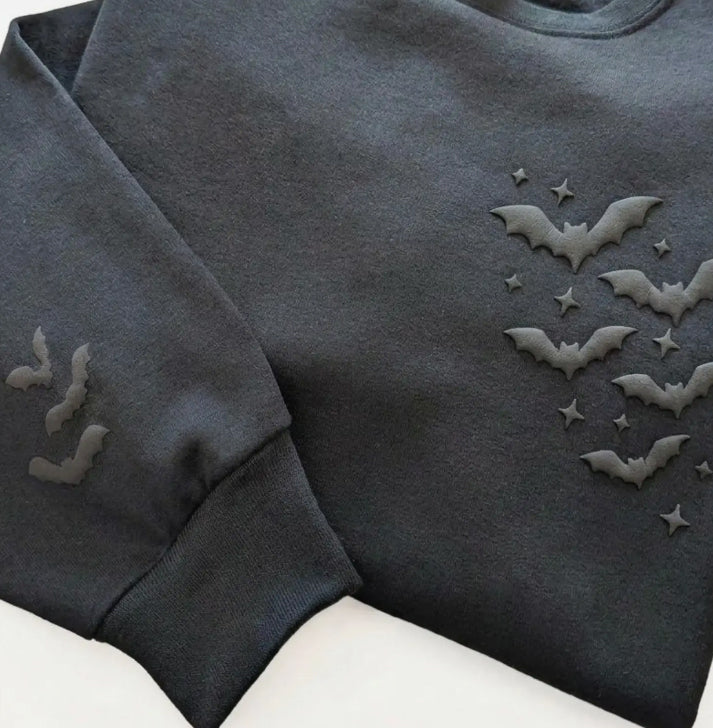 Bats Puff Print Crewneck Sweatshirt
