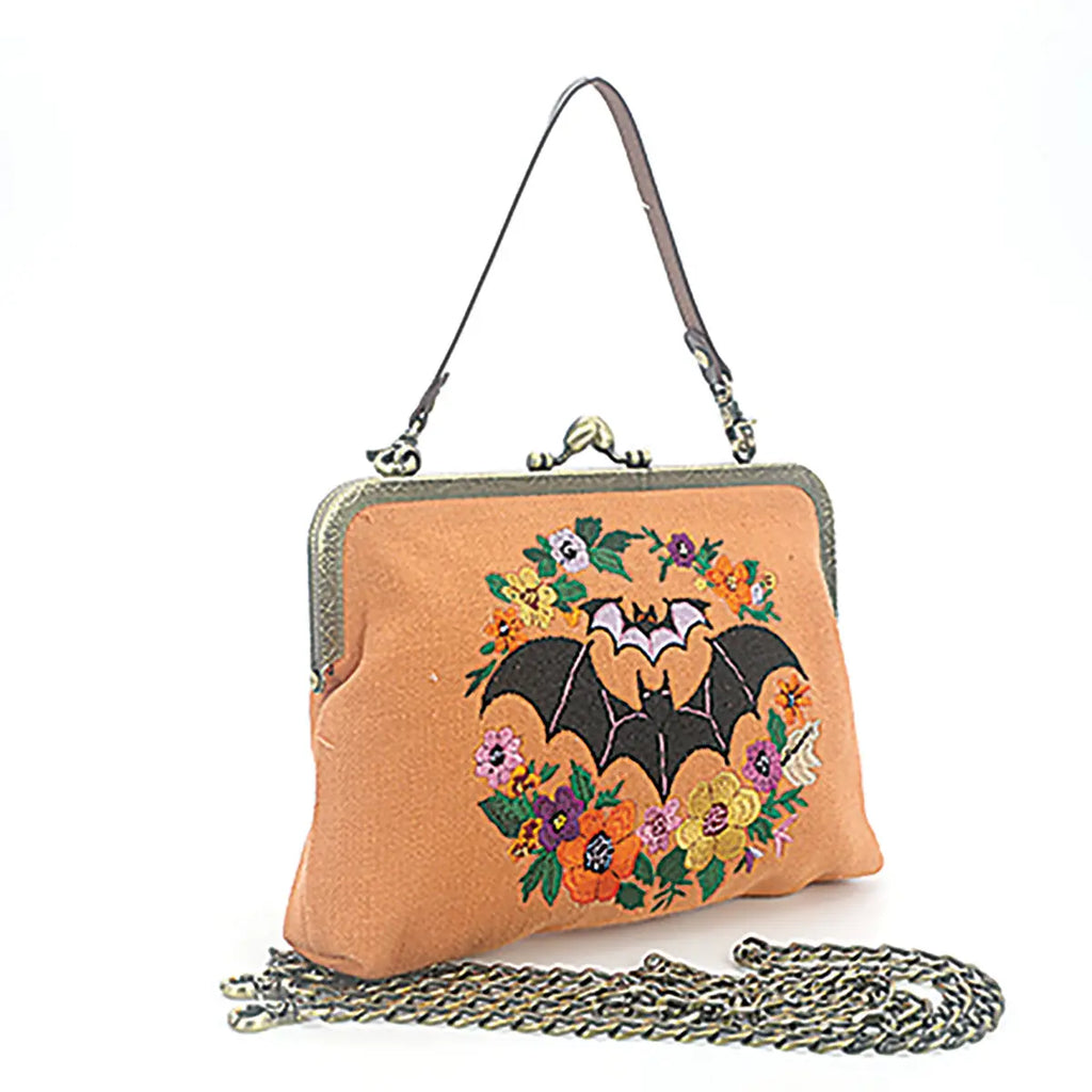 Floral Bat Linen Purse