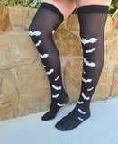 Black Thigh High Bat Tights/Socks